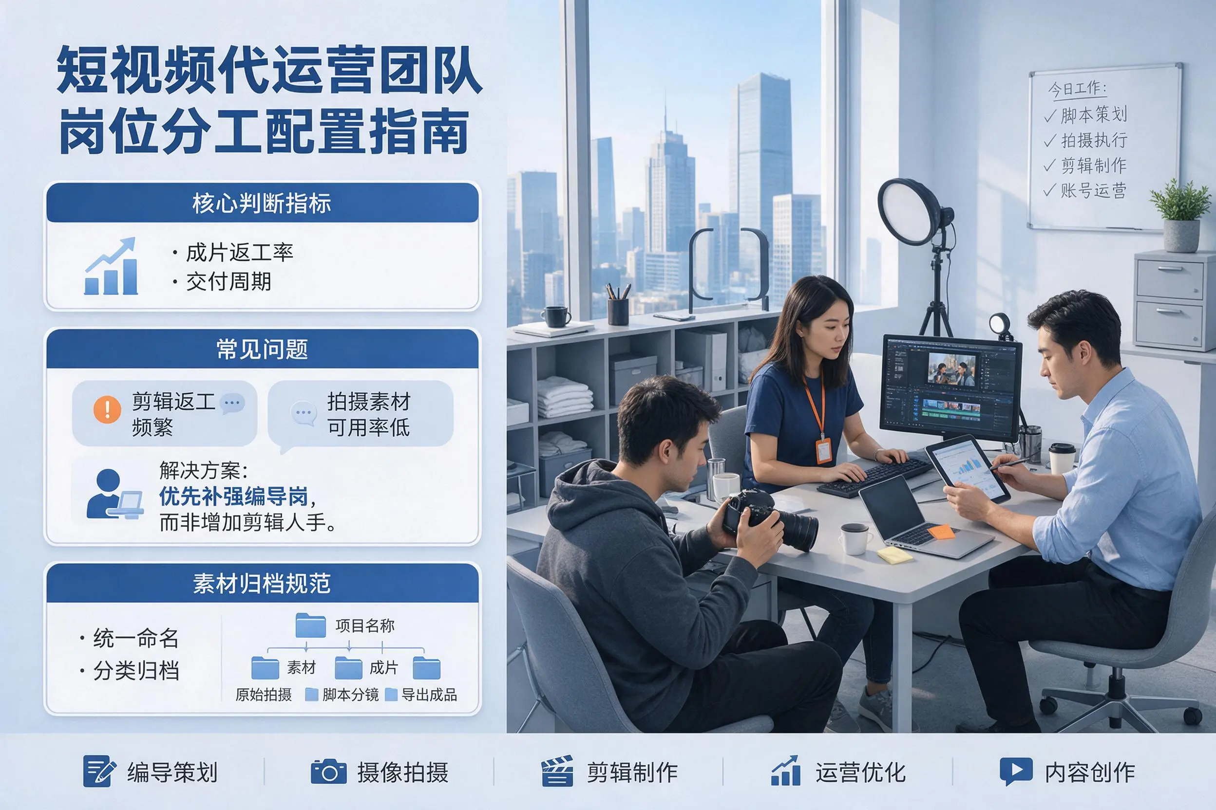 短视频代运营团队如何配置？成都企业岗位分工科普说明