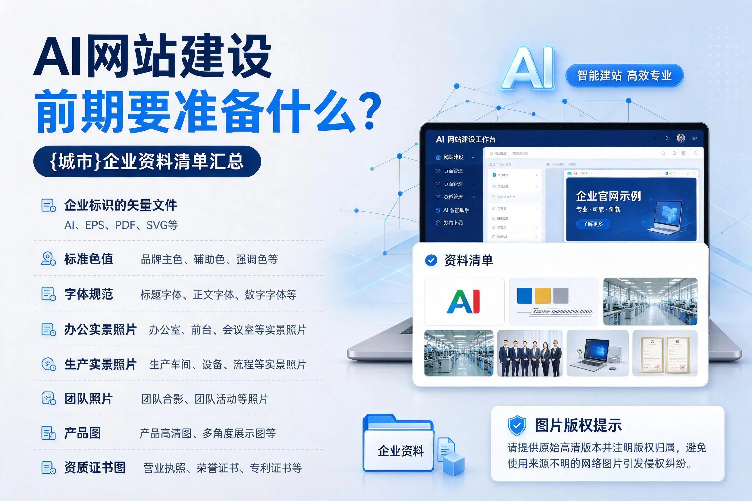 AI网站建设前期要准备什么?成都企业资料清单汇总