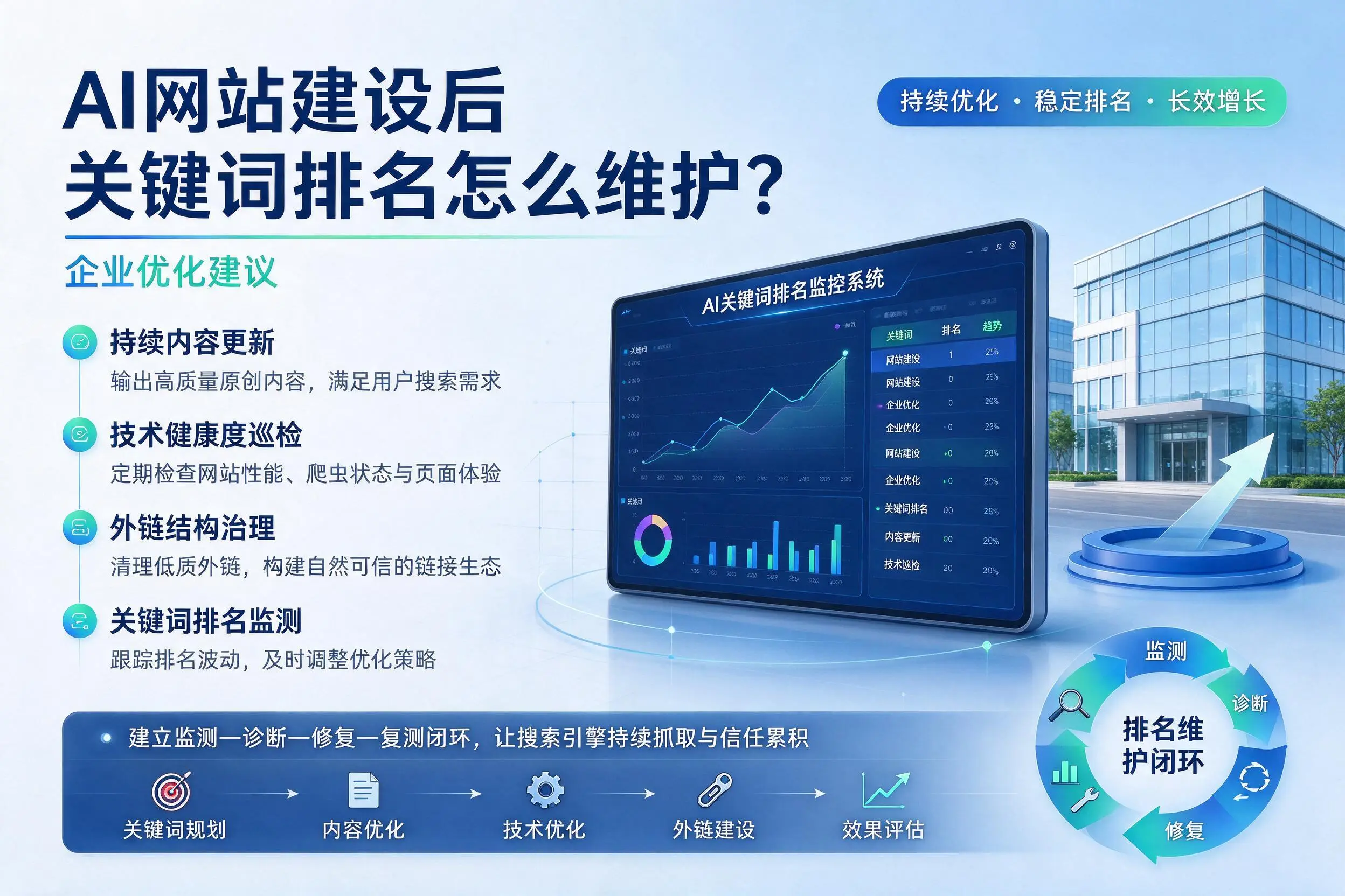 AI网站建设后关键词排名怎么维护？成都企业优化建议