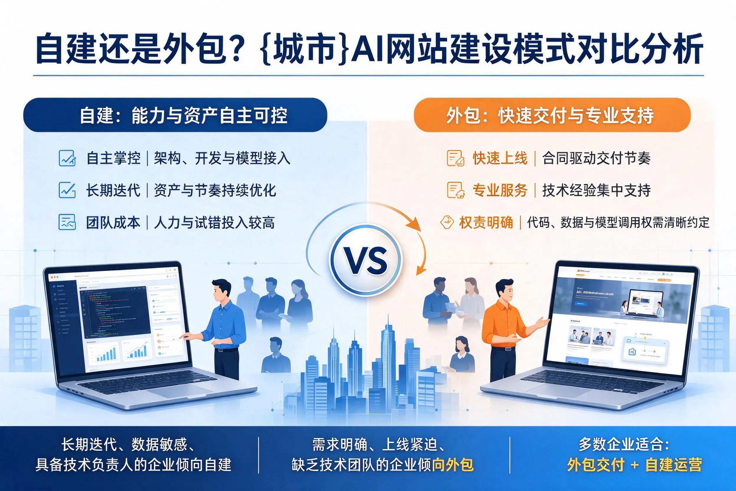自建还是外包?成都AI网站建设模式对比分析