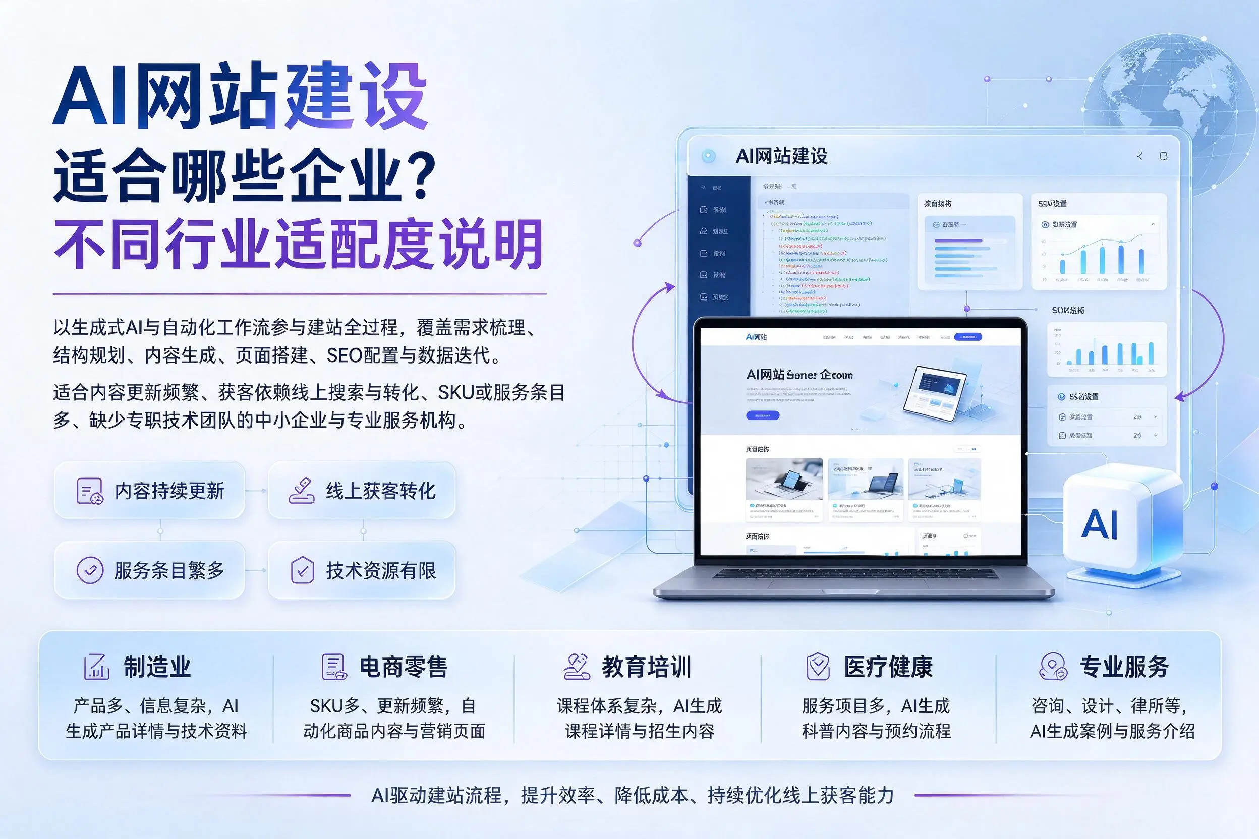 AI网站建设适合哪些企业?成都不同行业适配度说明